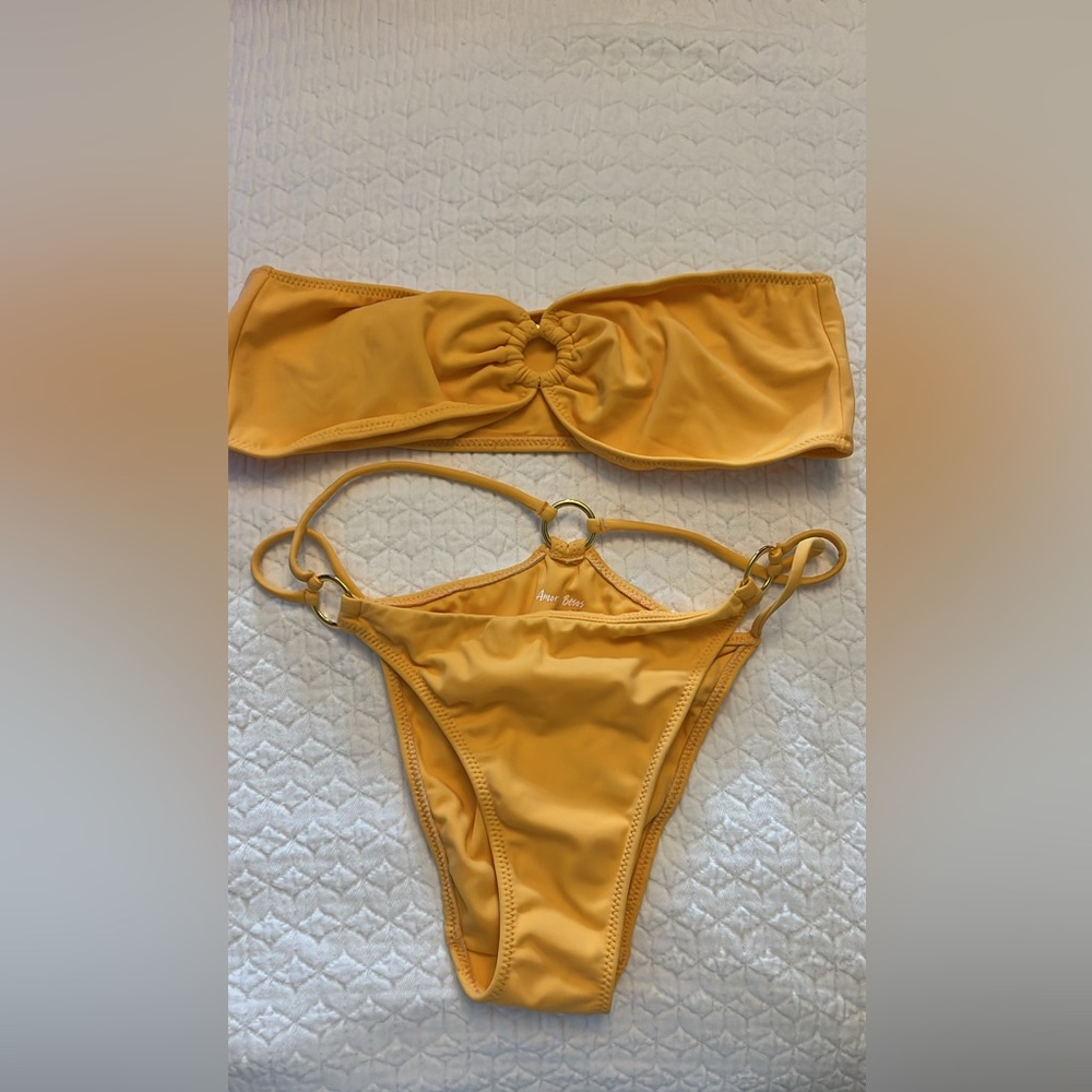PacSun Mustard Yellow Strapless Ring Bikini Set
